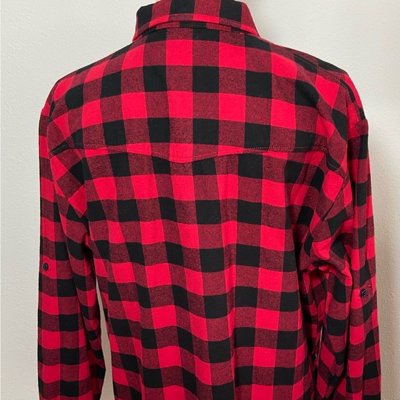 NWT Match Stick Woman’s XL 100% Cotton Bold Red & Black Checked Button Down Top - Picture 10 of 13